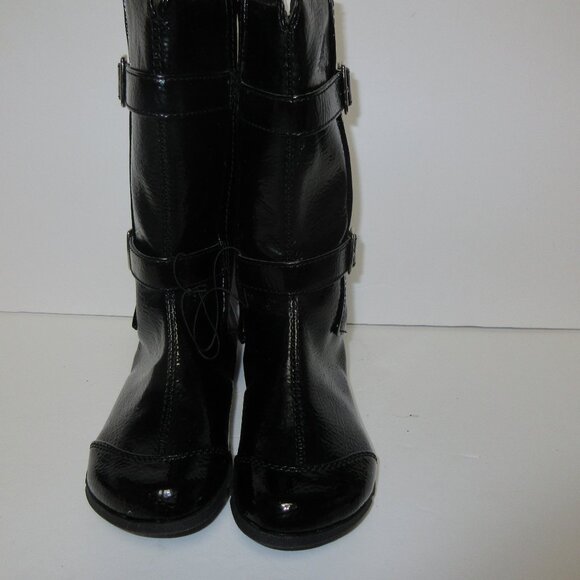 FADED GLORY Black Boots with Buckle & Back Zipper Shoes Girls Size 13 w/BOX - Picture 6 of 11